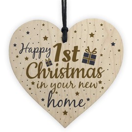 RED OCEAN Happy First Christmas In Your New Home Christmas Decoration Bauble For New House Heart Friendship Gift