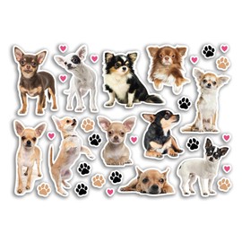 A5 Sticker Sheet Chihuahua Vinyl Stickers - Dogs Puppy Animals Pets Scrapbooking Travel Decoration Label Friend Girls Boys Aesthetic #80806