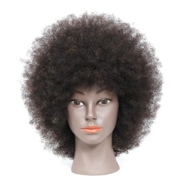 Tcwuzick Training Head African American with 100% Human Hair Mannequin Head Cosmetology Afro Hair Manikin Head for Practice Styling Braiding with Clamp Holder