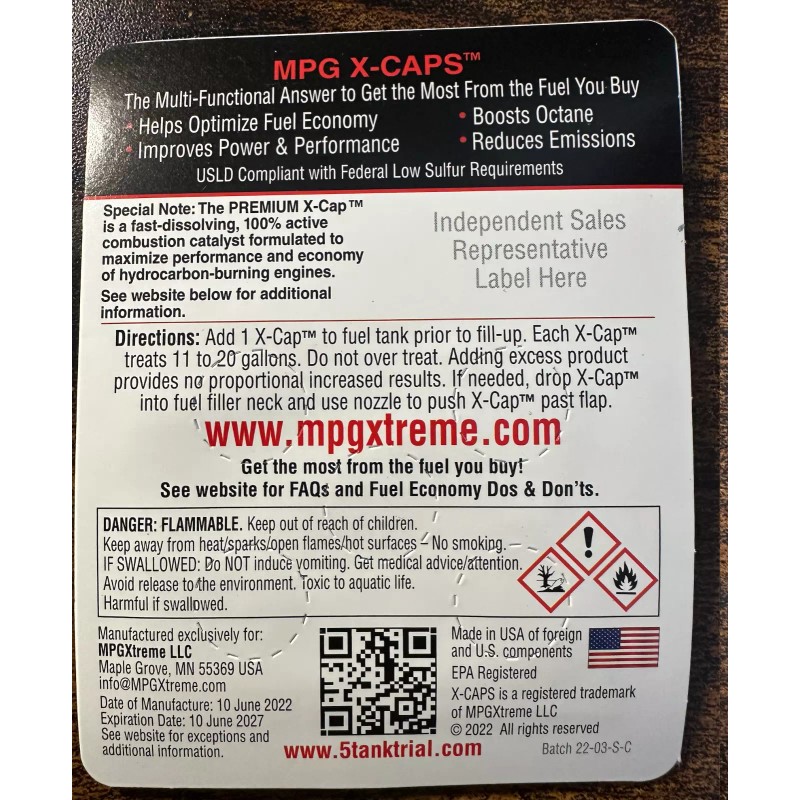 MPG Xtreme Xtreme MPG X-Caps Gas Additive Treatment Better Gas
