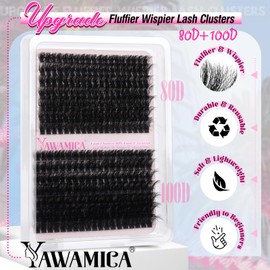 Yawamica Individual Lashes Clusters Wispy Eyelash Extension 12-18mm Mix 80D 100D Volume Eyelash Clusters D Curl 280pcs Cluster Eyelash Extensions Fluffy Cluster Lashes DIY Lash Extension by Self