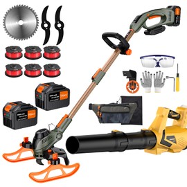 WeGofly 13-Inch String Trimmer Cordless,(2 x 21V 6.0Ah Batteries & Charger), Trimmer/Edger/Lawn Mower/Brush Cutter 4-in-1 + Leaf Blower Cordless, 5-Variable Speed & Turbo Mode