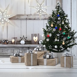 Mini Christmas Baubles, Pack of 100 Small Christmas Baubles, Christmas Tree Pendants, Christmas Tree Baubles Small Colourful, Mini Christmas Tree Decorations, Mini Christmas Tree Baubles for Christmas