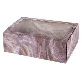 Hammont Clear Window Gift Boxes - 6 Pack - Square Shaped Bakery Boxes with Clear PVC Sleeve | Treat Boxes Perfect for Cakes, Pastries, Cookies, Cupcakes, and Party Favors (Pink, 6” x 6” x 2”)