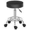NALLBEIRRAA Round Rolling Stool PU Leather Height Adjustable Swivel Salon