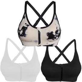 AKAMC Women's Cross Back Sport Bras,Padded Strappy Criss Cross Cropped Bras,Fitness Workout Yoga Bra,3X-Large