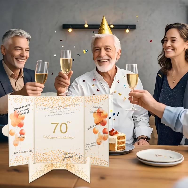 Saburrnity 70th Birthday Signature Book, Champagne and Gold Party Decorations