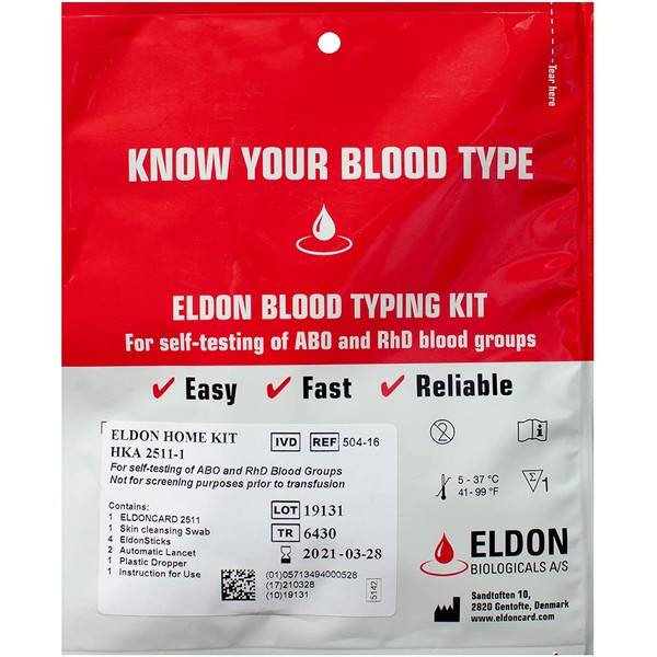Original Home Blood Typing Kit - New Package + Extra Lancet (1 kit)