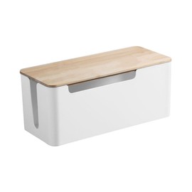 Gatuida Bamboo Lid Cable Organizer Box Wire Storage for Home Office Cord Management Box