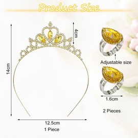 1 Crown Headband And 2 Rhinestone Rings, Children'S Jewelry, Party Clothing Accessories, Girls' Dressing Supplies.