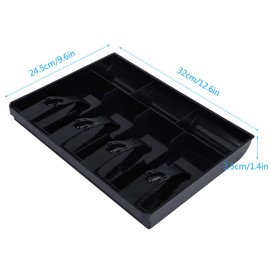 Cash Drawer Compartment, 4 Bills 3 Coins Money Storage Box for Store Bank Supermarket (Black))