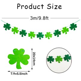 St. Patrick’s Day Banner St Patricks Day Garland with Shamrock Clover Felt Banner for Mantle Happy St. Patrick’s Day Green Decorations Indoor for Mantle Fireplace Wall Irish Party Supplies