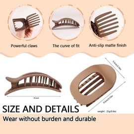 VONJUMA Pack of 4 Flat Hair Clips for Women Strong Hold Women's Hair Clips Women's Matte Large Hair Clip for Thin and Thick Hair Curved Design for Lying Down