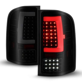 ACANII - For 2007-2013 Chevy Silverado 1500 2500 3500 Black Housing Smoke Lens Sequentia Full LED Tube Tail Lights Lamps