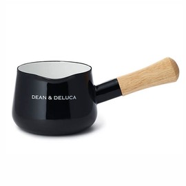 Dean & Deluca Enamel Milk Pan, Black, Single Handed, Simple, 9.3 x 4.7 x 3.9 inches (23.5 x 12 x 10 cm), 25.5 fl oz (750 ml)