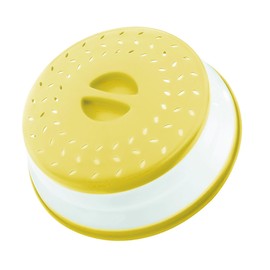 Collapsible Microwave Splatter Cover, 10.5 Inch, Dishwasher-safe, Microwave Plate Cover With Steam Vent，BPA-Free Silicone & Plastic (Cream yellow)