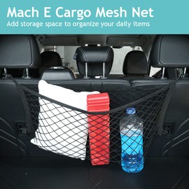 BestEvMod for Mach E Accessories Envelope Style Trunk Cargo Net Stretchable Trunk Organizer Cargo Net Elastic Mesh with Hooks Compatible with Mustang Mach-E 2021 2022 2023 2024Accessories2