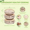 2-tier 10" Bamboo Steamer with Reinforcement & Handle, Reusable Silicone