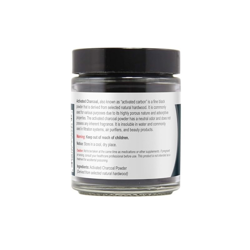 Viva Doria Activated Charcoal Powder, Hardwood Derived, Food Grade, 1.2