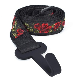 CLOUDMUSIC Ukulele Strap Clip On No Drill J Hook For Soprano Concert Tenor Baritone With Hawaiian Colorful Floral Pattern (Red Roses)