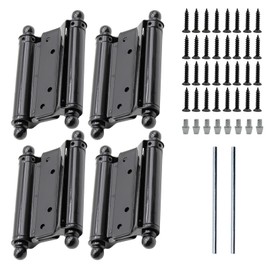 Zreneyfex 4Pcs 3 Inch Black Lacquered Dual Spring Door Hinges 2 Pairs Black Door Stainless Steel Hinges with Screws for Cafe Saloon Door