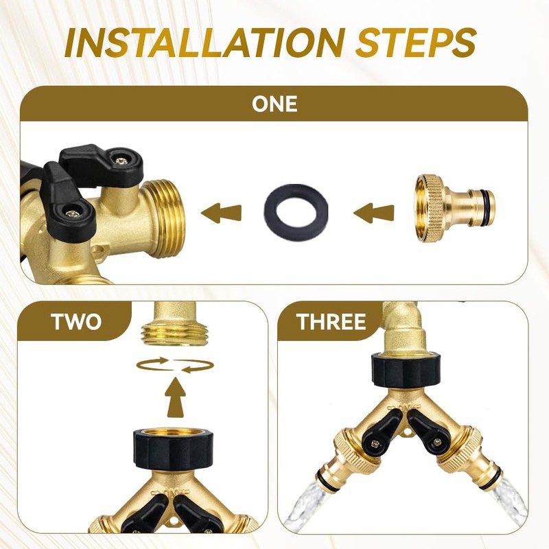 TMOK Garden Hose Splitter 2 Way, Heavy Duty Brass Connector