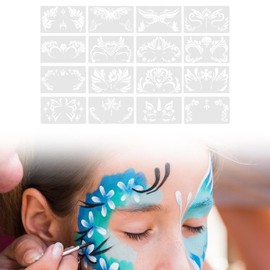 Perfeclan 16 Pieces Face Paint Stencils Reusable Makeup Supplies, Easy to Use Facial Painting Stencils Face Paint Templates for Holiday