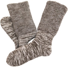 Hiorie Cold Socks, Made in Japan, Cotton Outside Silk Inside, Warm, Double Knitting Socks, Silk, heather brown