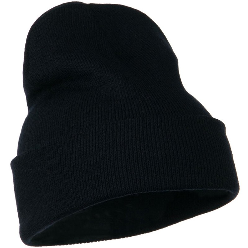 MG 12 Inch Long Knitted Beanie - Navy OSFM