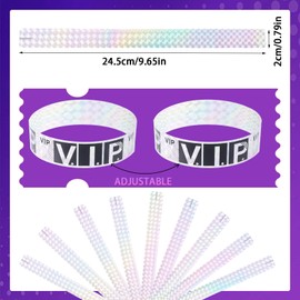 Maxqzin 200 Pcs Wristbands for Events, VIP Wristbands Paper Waterproof Bracelets Wrist Bands for Event Amusement Club Waterparks Concerts Festivals (Silver)
