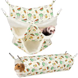PETKNOWS 2 Pack 3 Tier Ferret Hammock, Guinea Pig Hammock Ferret Hanging Hammock Guinea Pig Accessories for Small Animals, Guinea Pig, Ferret, Kitten, Squirrel, Chinchilla, Parrot