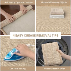 IOHOUZE Washable Runner Rug 2x12 Non Slip Rubber Backed Extra Long Hallway Runner Entryway Runner Indoor, Kitchen Rugs Woven Cotton Floor Carpet for Hall Entrance Stair, Orange/Tan/Beige