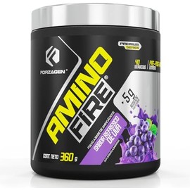 Forzagen  Amino Fire  EAA  L-Glutamina y Taurina  40 Servicios  Pre-Entreno con Té Verde (Cafeína) y Achicoria  BCAA  360 g  Uva  5 g Proteína  Bajo