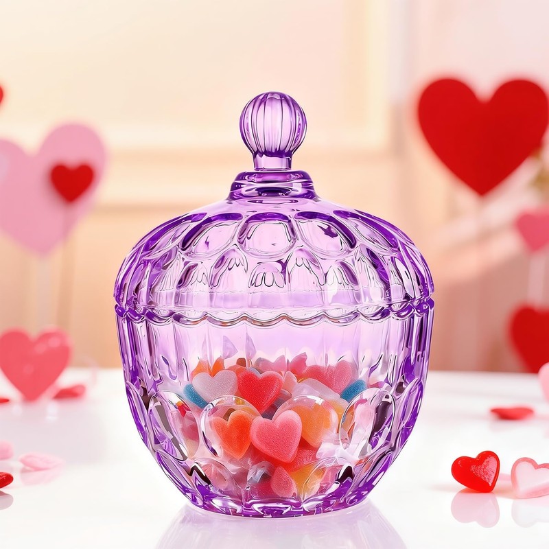 kanpura Large Glass Candy Jar with Lid, Cookie Jar Food