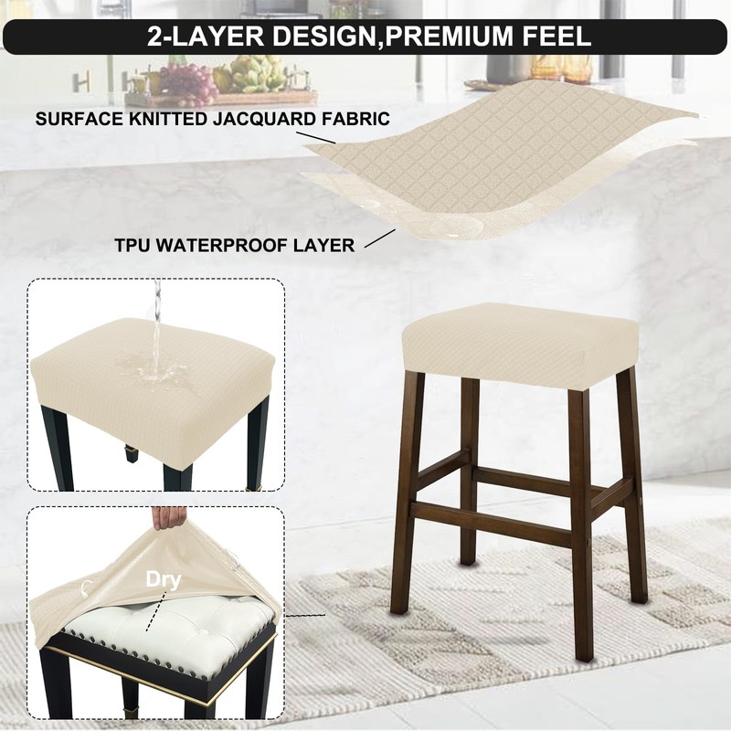NeColorLife Rectangle Bar Stool Covers,Stretch Waterproof Saddle Seat Covers for
