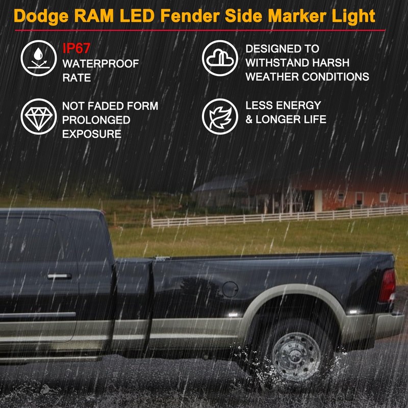POPMOTORZ 4Pcs LED Fender Side Marker Light Rear Bed side
