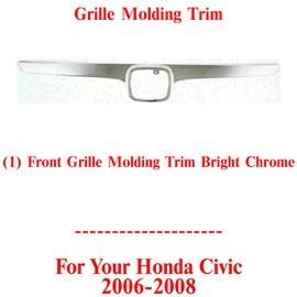 US AUTO PARTS PLUS New Front Grille Bright Chrome Shell and Insert without Emblem For 2006-2008 Honda Civic Direct Replacement 71122SNAA00