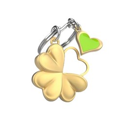 O meta[l]morphose METALMORPHOSE - Four-Leaf Clover Keyring - Lucky Clover Keyring - Gift for Men and Women, gold, One Size, Modern