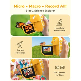 Think Buddy Digital Microscope for Kids - Handheld Pocket 1000X Zoom with 2" Screen Digital Kids Microscope, Portable Compact Body, for Education and Outdoor Activities