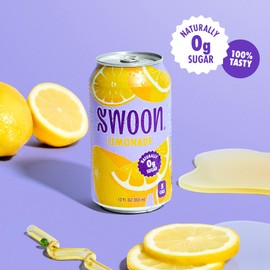 Swoon Classic Sugar Free Lemonade - Low Carb, Keto & Paleo-Friendly, Gluten-free Vitamin C Drink - Made with 100% Natural Lemon Juice Concentrate & Sweetened by Monk Fruit, 12 Fl oz (Pack of 12)