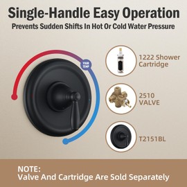 Replacement for Moen T2151BL Brantford Posi-Temp Valve Trim Kit, Pressure Balancing Tub and Shower Lever Handle，Matte Black