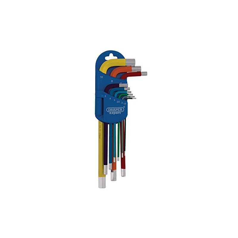 Draper 04905 Metric Multicolour Long Arm Hex Key Set (9