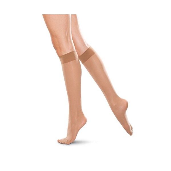 Therafirm Women's Sheer Knee Highs with Mild (15-20mmHg) Compression (Sand,