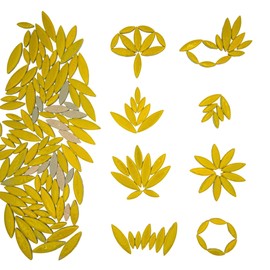 Yuvori 1.1 lbs Ceramic Leaf-Shaped Mosaic Tiles, Mixed Sizes, DIY Decor for Bathrooms, Living Rooms, Kitchens, Gardens (Yellow)