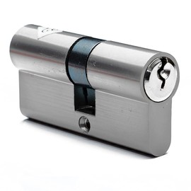 FELGNER Double Cylinder Euro Zero Lock Cylinder Profile Cylinder Door Lock Security Lock for Doors Front Door Apartment Door - Includes 3 Beard Keys | 30 / 35 mm Nickel