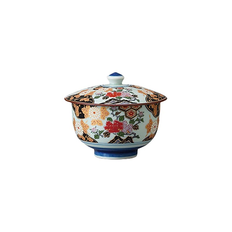Yamashita Kogei 755436931 Arita Pottery with Lid, Tortoise Rock Peony