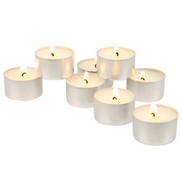 Stonebriar Bulk 50 Pack Unscented Smokeless Long Tea Light Candles with 8 Hour Extended Burn Time, White, 50 Count
