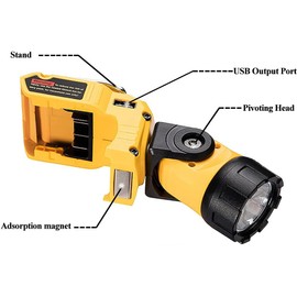 Flashlight LED Work Light for Dewalt 10.8V-12V Rechargeable Rotatable Torch Lamps Outdoor LED Work Light for Dewalt 12V MAX Li-ion battery DCB124 DCB120 DCB123 DCB127(Tool Only)