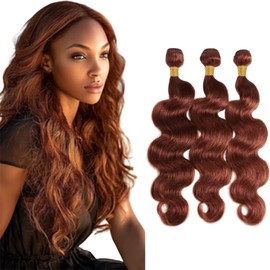 BilltiiWW Color 33 Body Wave Bundles Human Hair Red Brown Body Wave Bundles 8a Grade Brazilian Human Hair Soft and Silky for Women 10 12 14 Inch