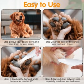 Upgraded Dog Paw Trimmer with LED Light,Rechargeable Cordless Electric Grooming Clippers,Dog Paw Trimmer,Pet Hair Trimmer,Rechargeable Low Noise Pet Trimmer Hair Clipper(White)